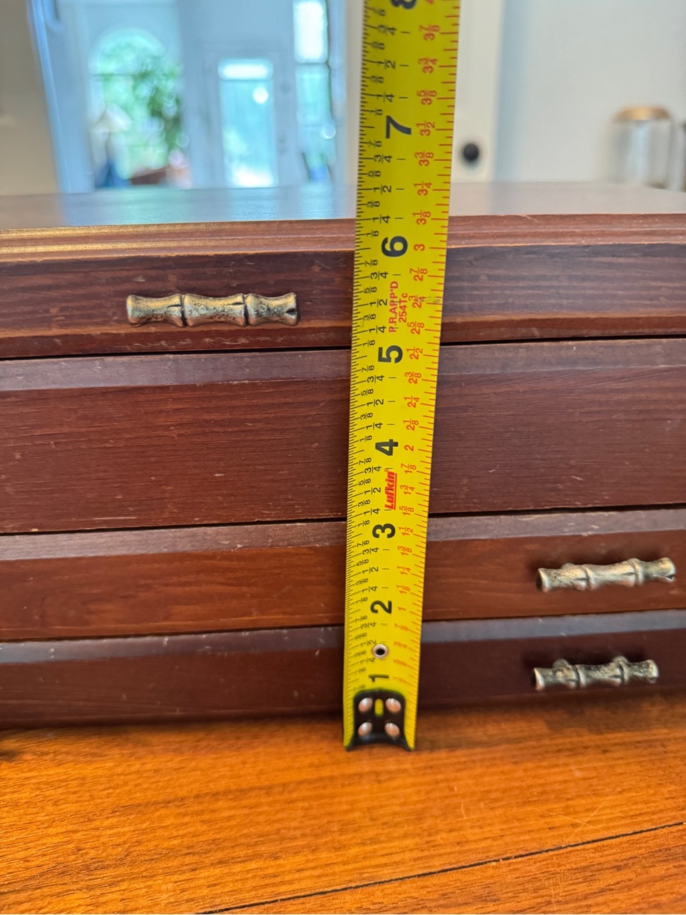 Vintage London Leather Wood Jewelry Box Chest With Interior Mirror 14" × 8" × 6" - Picture 15 of 16